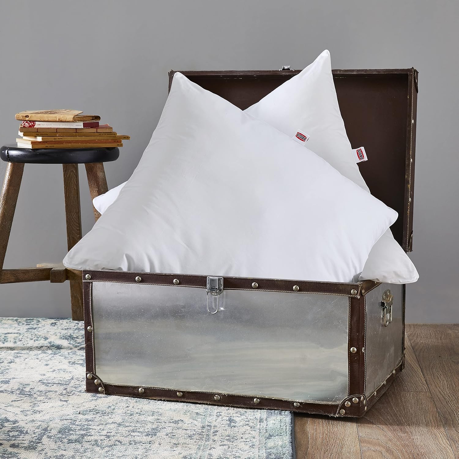 DODO Set of 2 Natural Pillows 60 x 60 cm | Firm Comfort